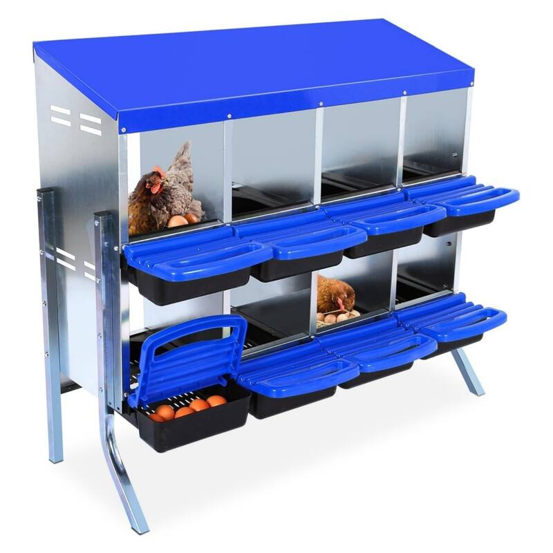 Metal Chicken Nesting Box - 8-Hole With Legs Blue