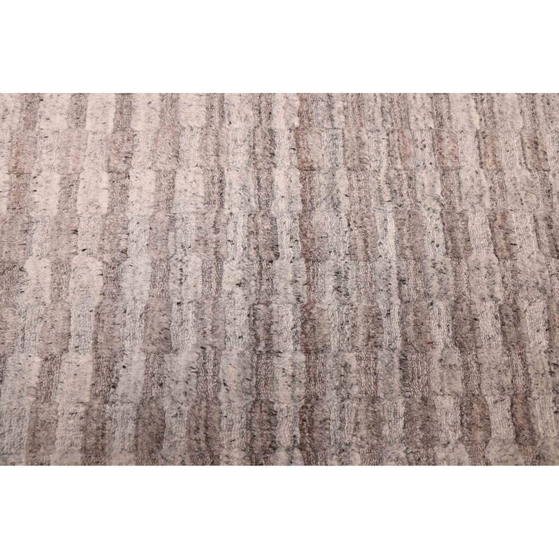 ECARPETGALLERY Hand Loomed Loreto Light Grey Wool Rug - 5'5 x 7'6