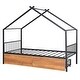 preview thumbnail 3 of 12, Black Twin Size Metal House Bed with Two Drawers and Roof for Kids, Boys and Girls, Bedroom