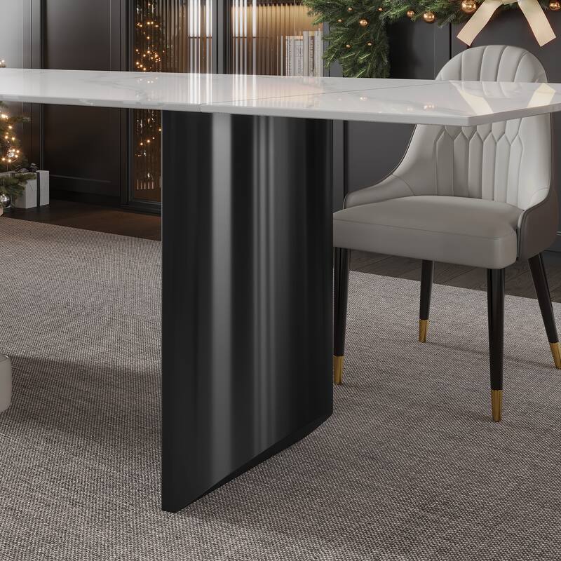 9 - Piece 94.48'' Extendable Sintered Stone Dining Table with 8 Chairs Dining Set