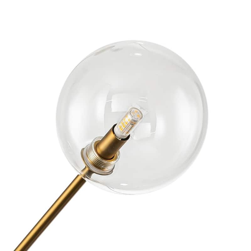 6-Light Dimmable Glass Globe Sputnik Staggered Linear Chandelier