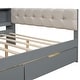 preview thumbnail 9 of 8, Wood Full Size Platform Bed with Storage Shelves, Drawers, Charging Station and Upholstered Headboard, Gray