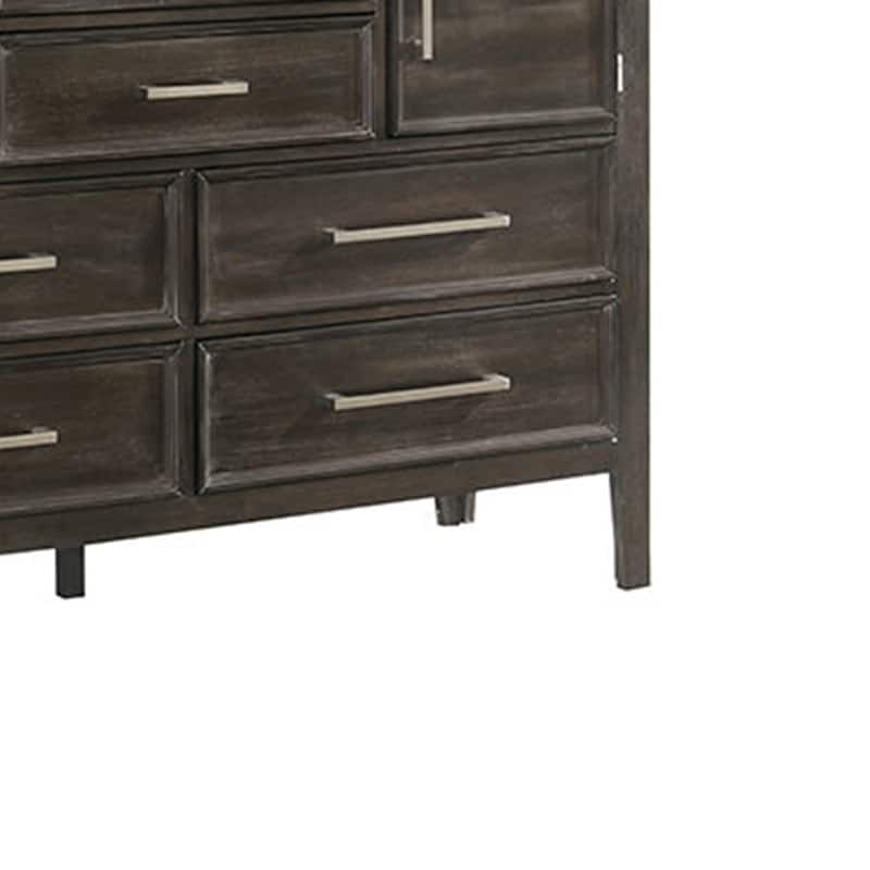 Wooden Dresser with 6 Spacious Drawers and 2 Cabinets, Brown