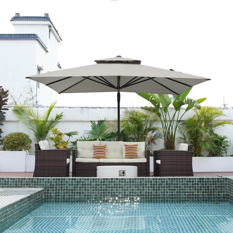 10ft Patio Square Patio Cantilever Umbrella With Crank(Without Base)