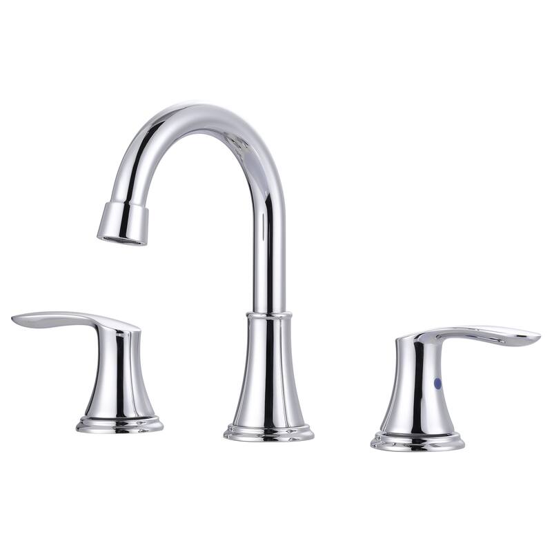 WOWOW 8 in. Widespread Double Handle Bathroom Faucet with Pop Up Drain - Chrome