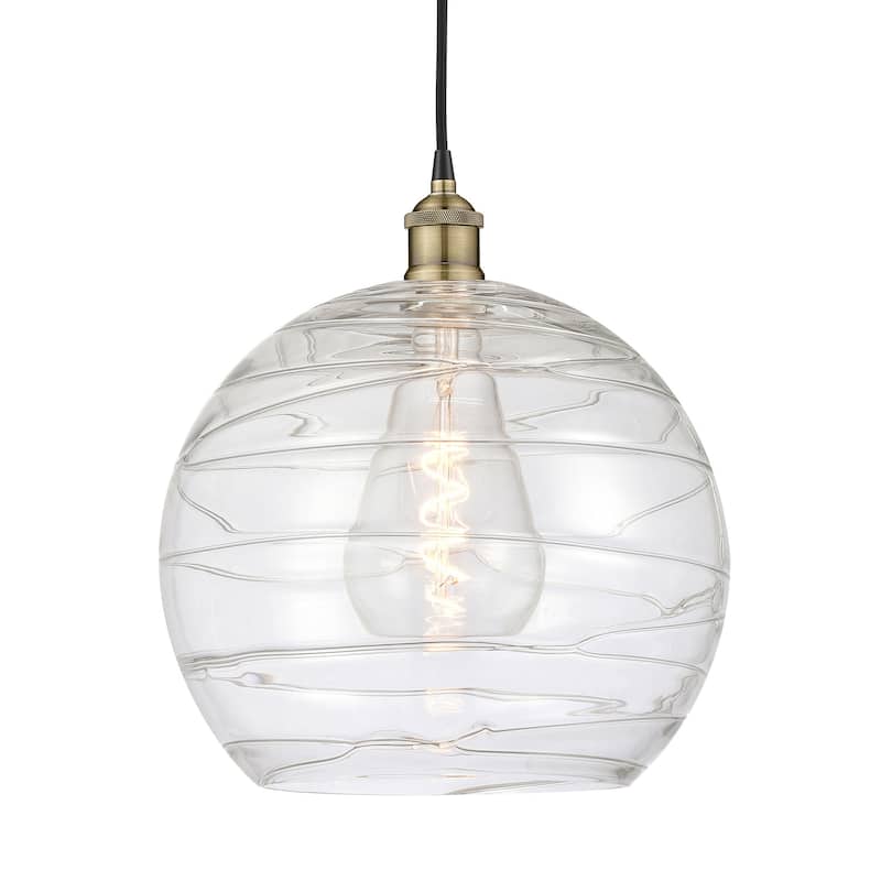 Innovations Lighting 616-1P-16-14 Athens Pendant Athens 14" Wide - Black Antique Brass / Clear Deco Swirl