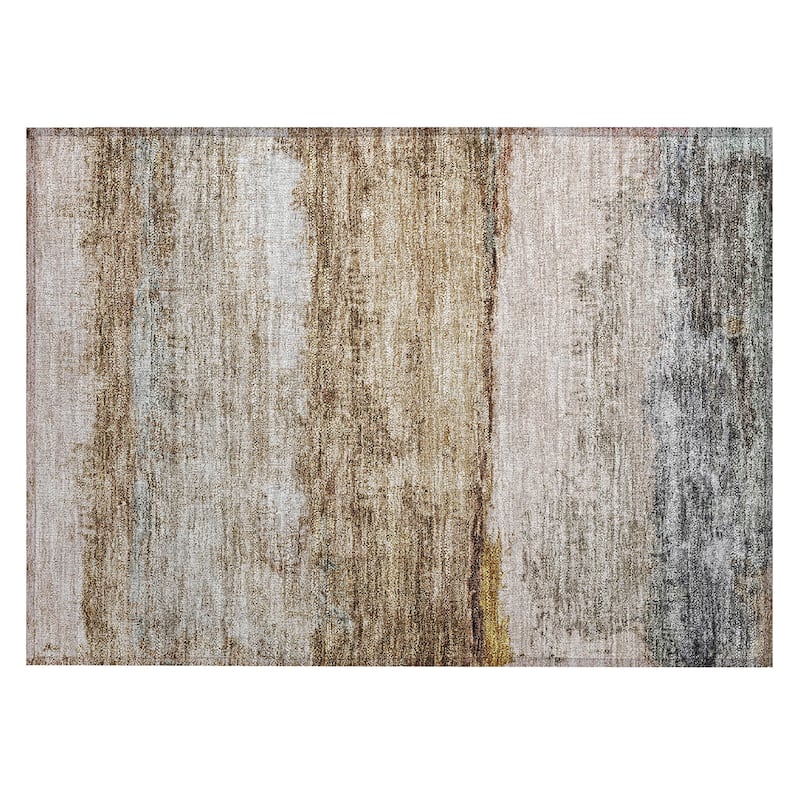 Machine Washable Indoor/ Outdoor Abstract Contemporary Chantille Rug
