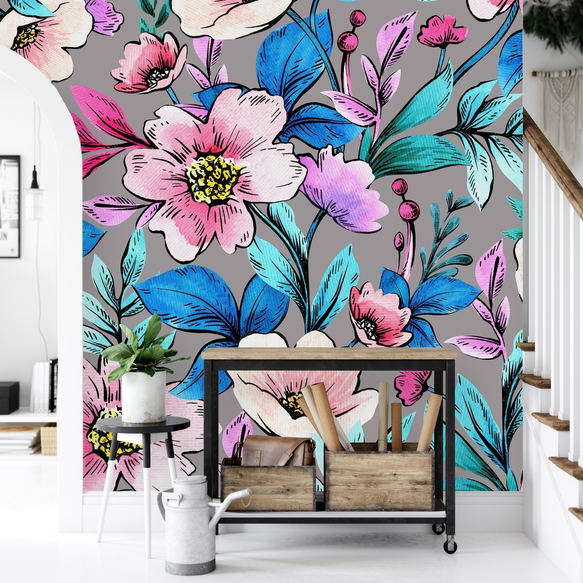 pink and grey wallpaper b&m