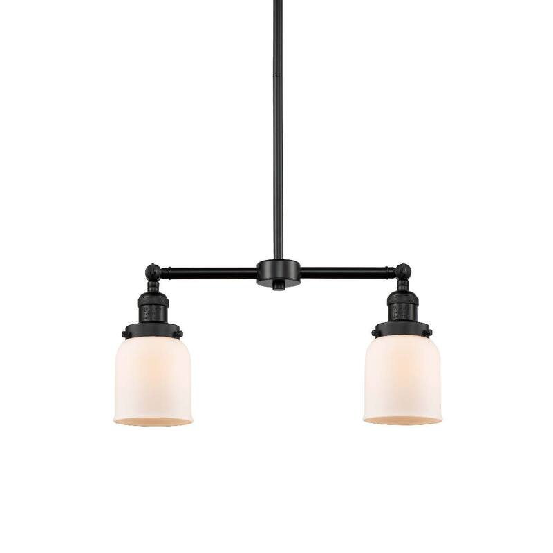 Innovations Lighting Small Bell 2 Light 21" Wide Linear Chandelier - Matte Black / Matte White Cased
