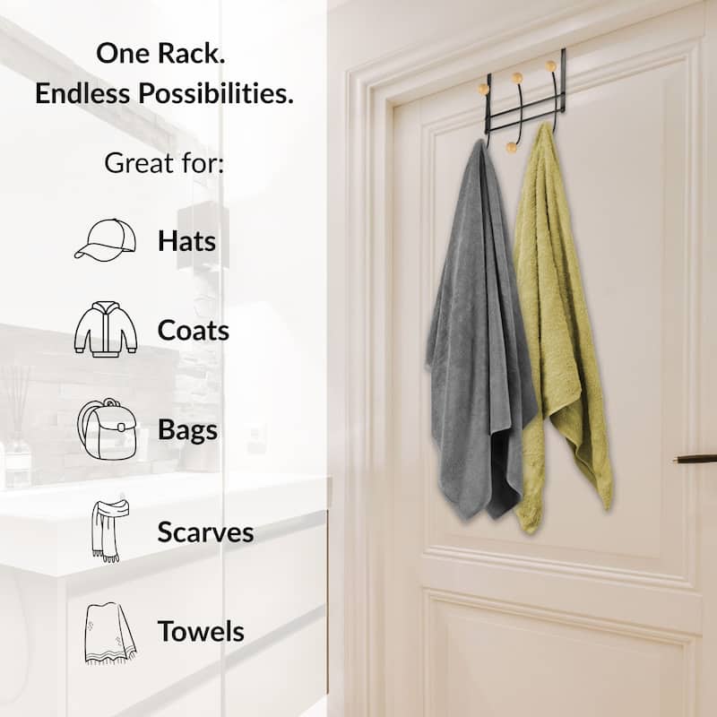 Over The Door Hook Rack with 6 Ball Ends - 10.5 L x 4 D x 7.5 H