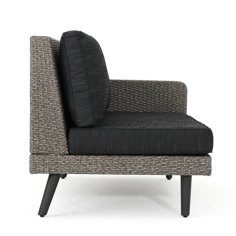Roomfitters Outdoor Corner Sofa & Table Set, All-Weather Wicker Patio Lounge, Gray