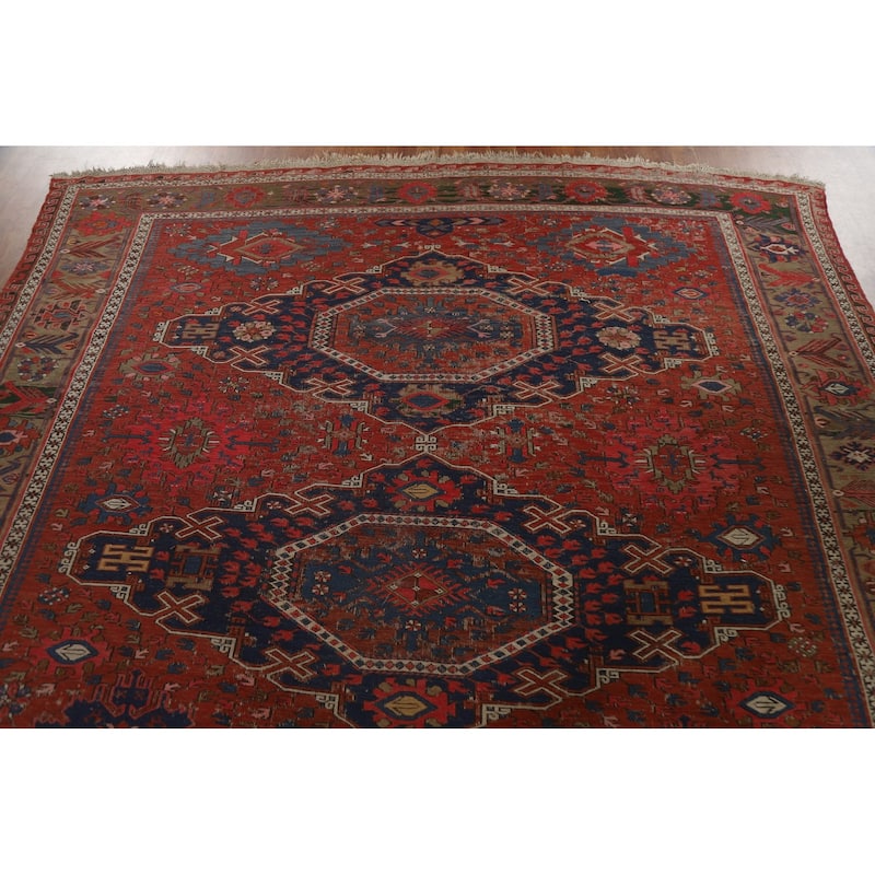 Pre-1900 Antique Sumak Persian Area Rug Flatweave Wool Carpet - 7'7"x 9'10"