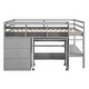 preview thumbnail 15 of 13, Gray Full Pine Low Loft Bed with Desk and Drawers
