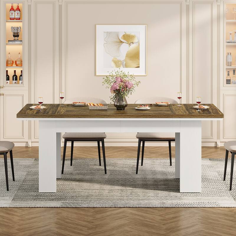 63" Dining Table for 4-6 People, Farmhouse Dining Room Table Rectangle Kitchen Table