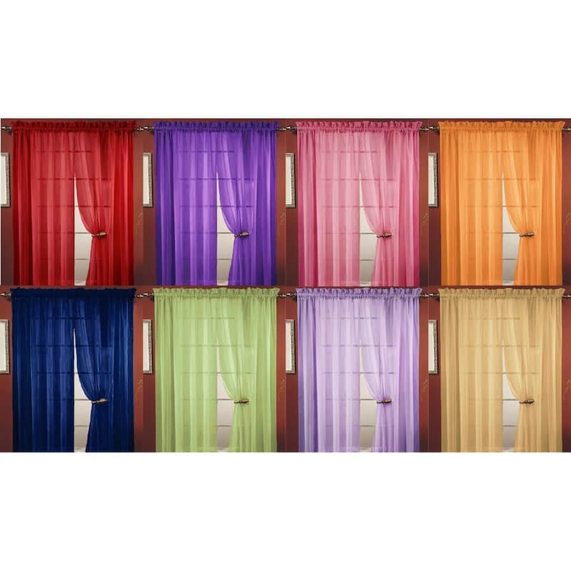 Lisa Solid Sheer Rod Pocket Single Curtain Panel, Window Treatment Light Filtering 55"x84" - 55x84