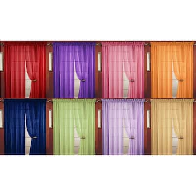 Lisa Solid Sheer Rod Pocket Single Curtain Panel, Window Treatment Light Filtering 55"x84" - 55x84