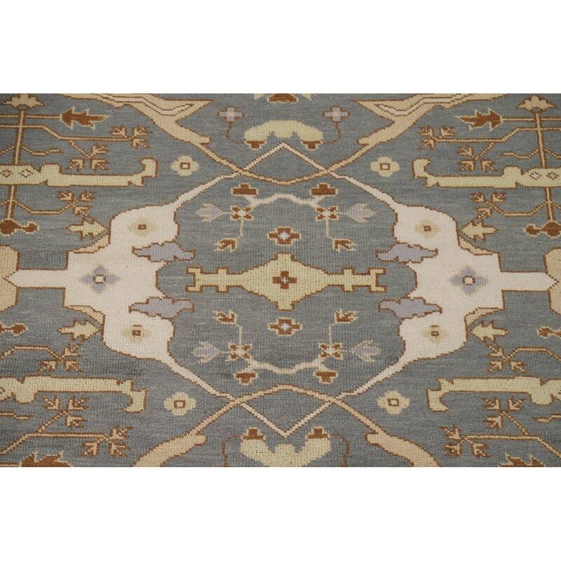 Gray Oushak Oriental Area Rug Handmade Wool Carpet - 7'11"x 9'8"