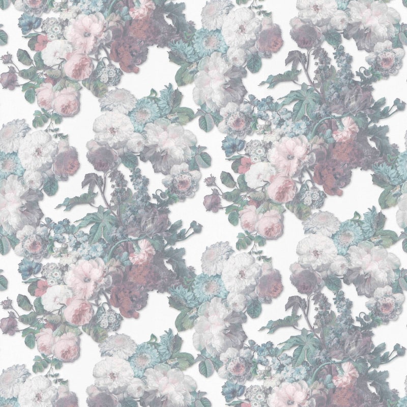 Galerie Wallcoverings Elle Decor 3D Embossed Floral Baroque Non-Woven Glitter/Shimmer Wallpaper Roll - 33 feet x 21 inches - Pink/Green