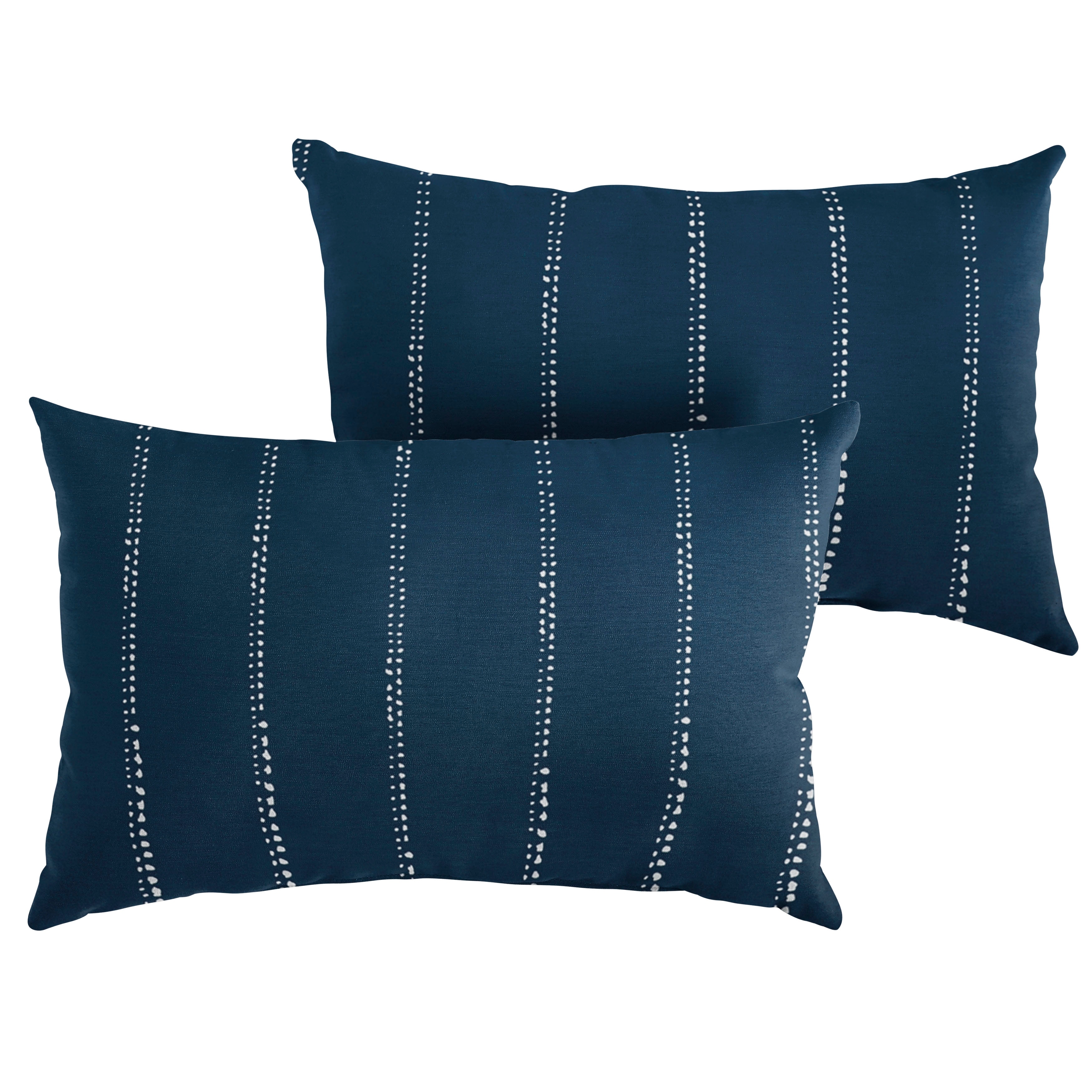 Caldwell Iii Navy Dotted Stripes Indoor Outdoor Knife Edge Throw Pillow Set Of 2 Overstock 14720180