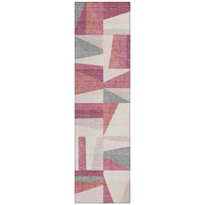 Machine Washable Indoor/ Outdoor Contemporry Mosaic Chantille Rug