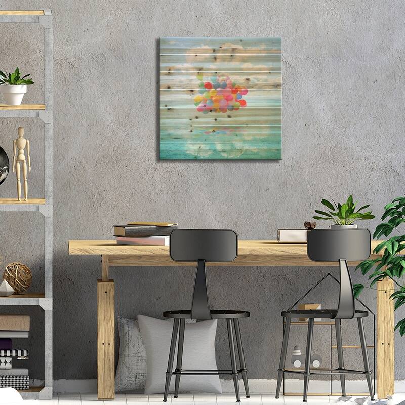 Dancing On Water Print On Wood by Erin Summer - Multi-Color