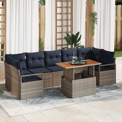 vidaXL 8 Piece Garden Sofa Set with Cushions - 113.8×48×27.2