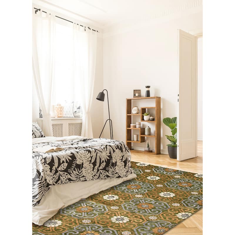 ECARPETGALLERY Hand-knotted Mystique Dark Green Wool Rug - 5'0 x 7'1