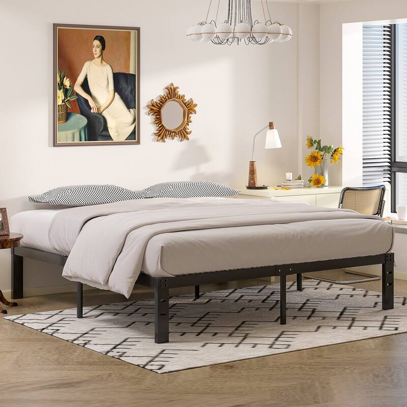 VECELO Metal Platform Bed Frame With 8" Memory Foam Mattress Included