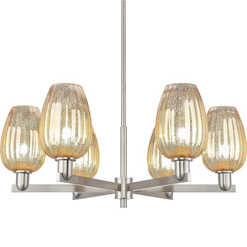 Innovations Lighting 716-6CR-14-24 Preston Chandelier Flute Preston 6 - Satin Nickel / Mercury