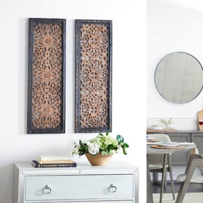 Brown MDF Traditional Wall Decor Ornamental (Set of 2)