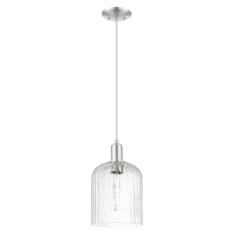 Innovations Lighting Endless Possibilities Arcadia - Bridal Veil - 1 Light 8" Cord Hung Mini Pendant - Clear Shade/Brushed Satin Nickel