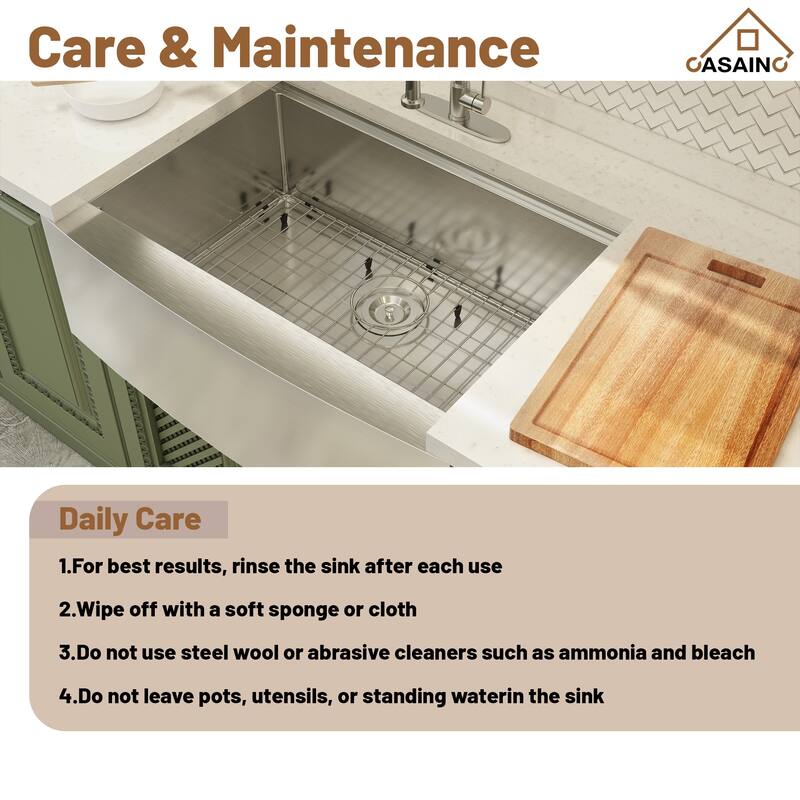 Farmhouse/Apron-Front Single Bowl 18 Gauge Brushed Stainless Steel Workstation Kitchen Sink with Accessories