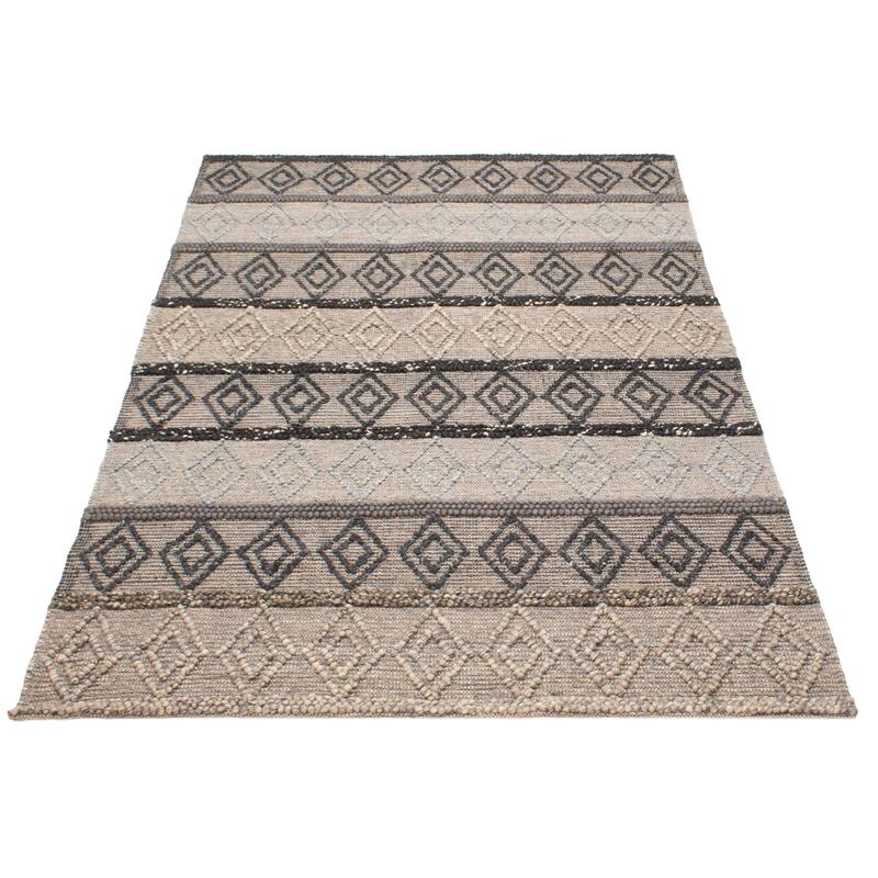 ECARPETGALLERY Braid weave Sienna Brown Wool Rug - 6'1 x 8'11