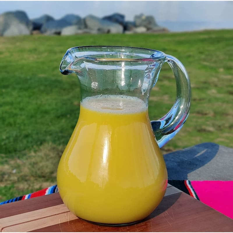Mexican Hand Blown Glass Pitcher – Natural Clear Design (84 oz)