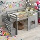 preview thumbnail 12 of 18, Twin Size Playful Design Loft Bed with Storage Staircase and Window, No Box Spring Required, Sturdy Wood Frame, White