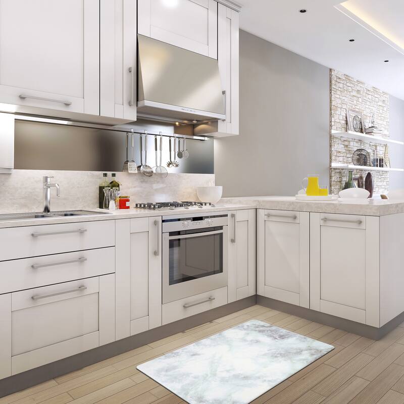 World Rug Gallery Kitchen Marble Pattern Anti Fatigue Standing Mat