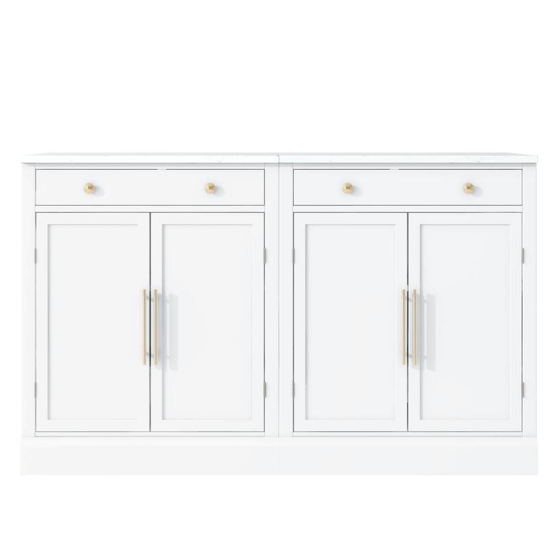 Modern Freestanding Kitchen Pantry Buffet Food Storage, Set of 2