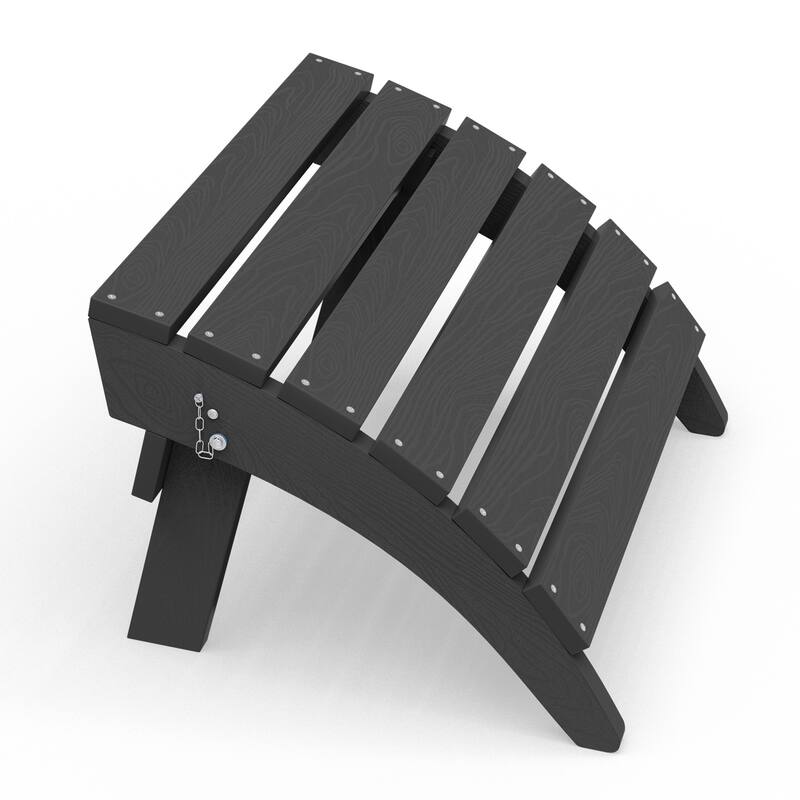 HDPE Folding Adirondack Ottoman, No-Assembly Outdoor Footrest,Fade Resistant Patio Footstool for Adirondack chair - Grey