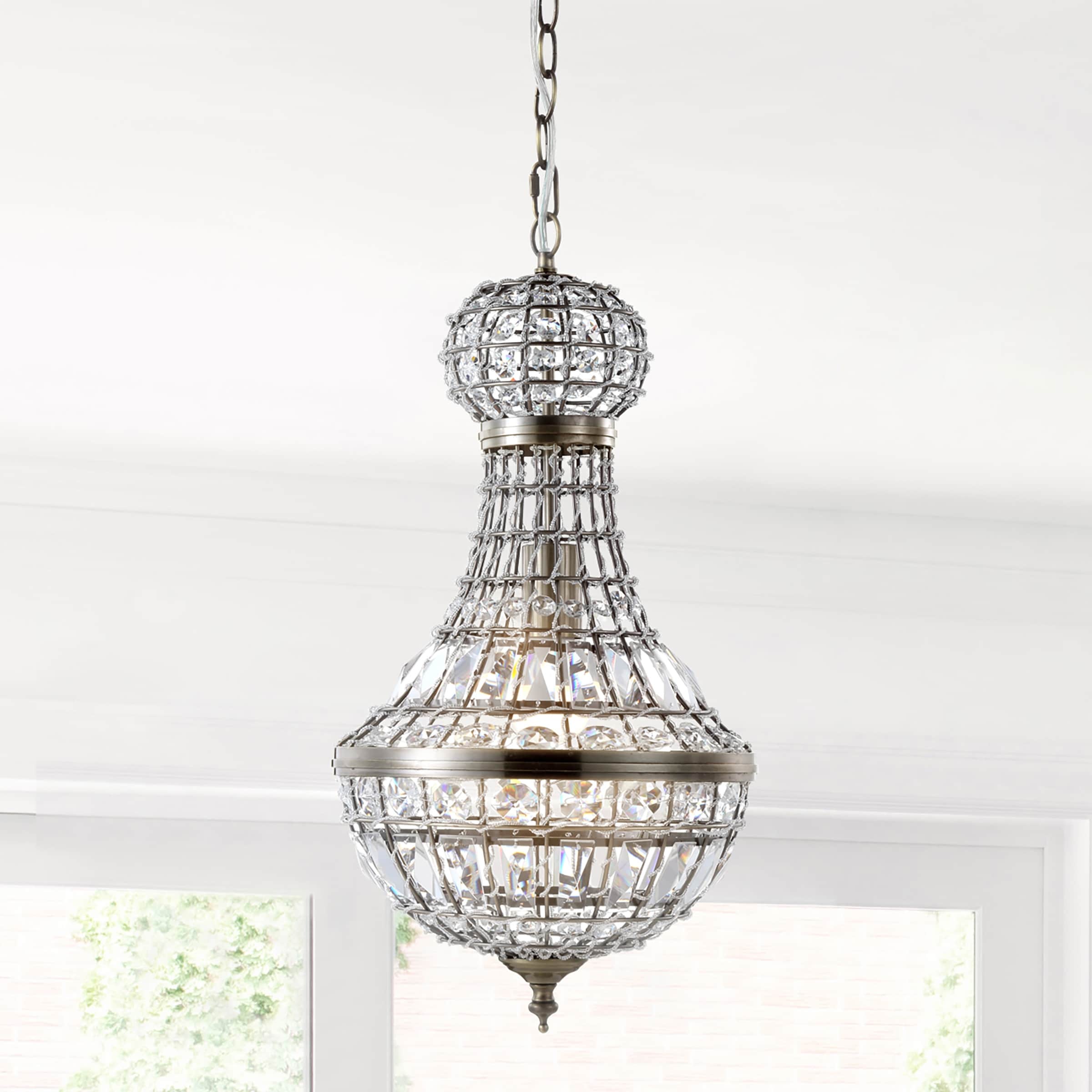 JONATHAN Y Tribeca 10" Crystal/Metal Empire LED Pendant