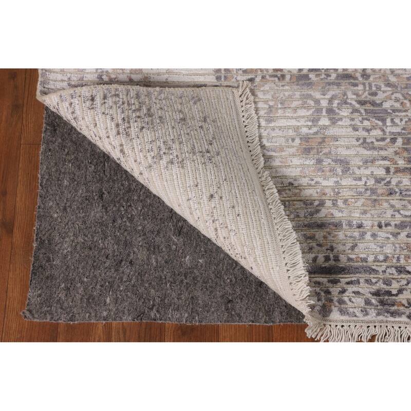 Beige Modern Area Rug Hand-Knotted Abstract Wool Carpet - 6'6"x 9'9"