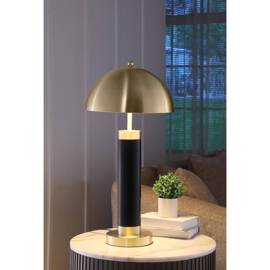 Leoch Black 28-inch Dome Shade Pillar Table Lamp (Set of 2)