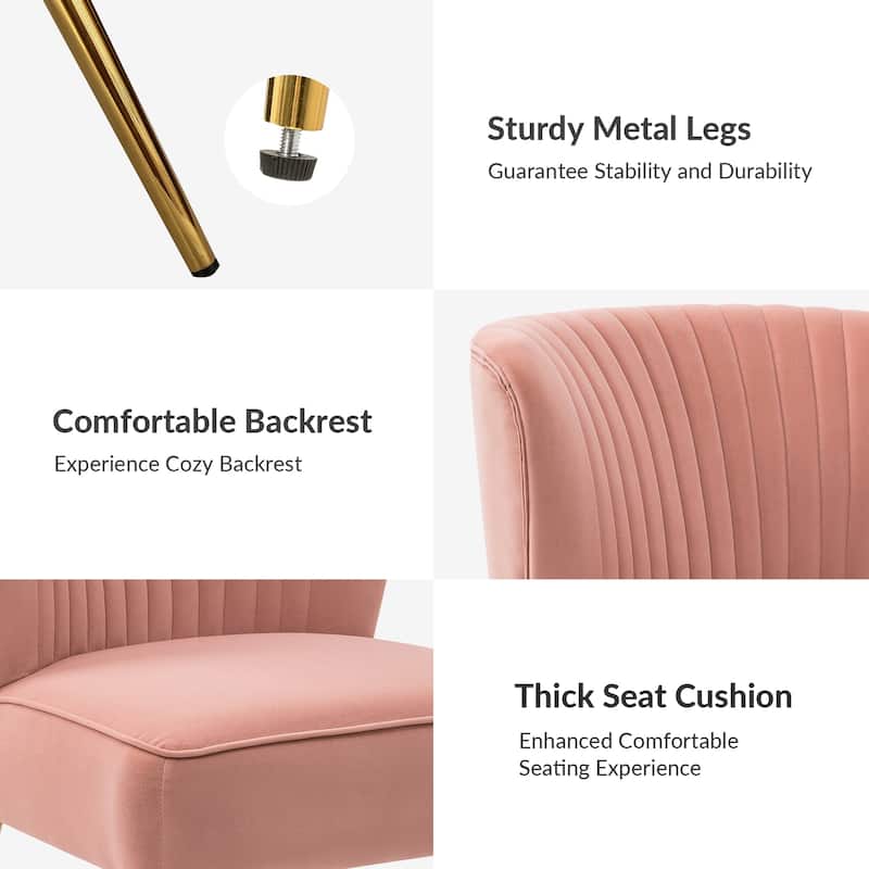 Monica 22''W Upholstered Modern Tufted Accent Side Chair with Gold Legs by HULALA HOME