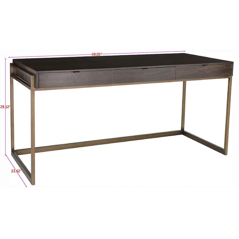 SAFAVIEH Couture Radunka 3-Drawer Smoked Eucalyptus Writing Desk