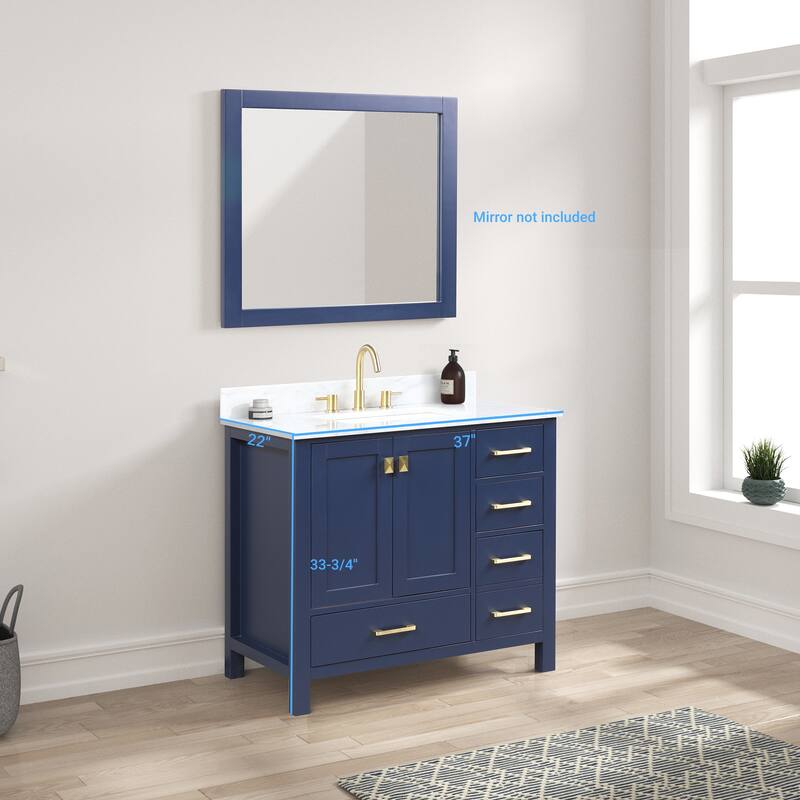 Blossom Geneva 36" Bathroom Vanity with Marble Top & Undermount Sink