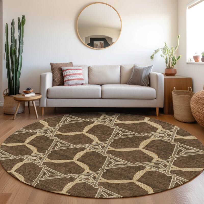 Premium Washable Super Soft Modern Tangle Mayfield Rug - Brown - 8' x 8'