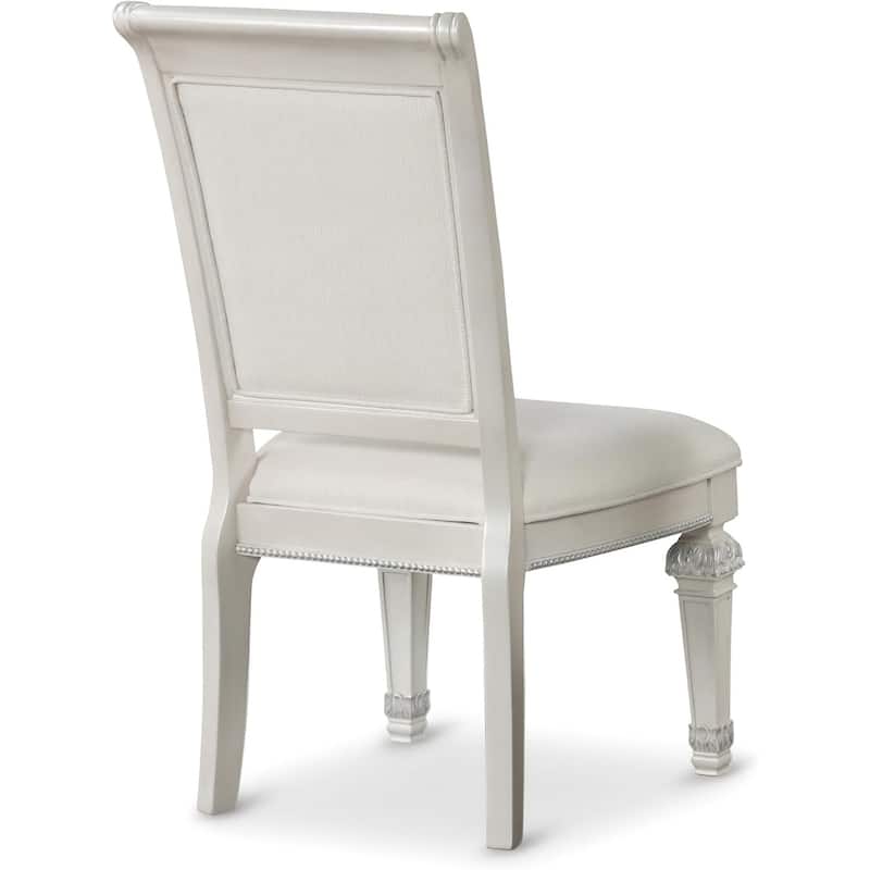 Elegant Ivory Finish Side Chairs Set Tufted