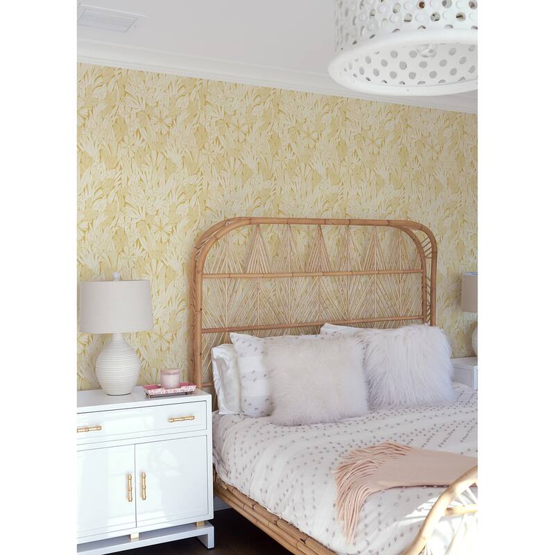 A-Street Prints Bannon Yellow Leaves Wallpaper