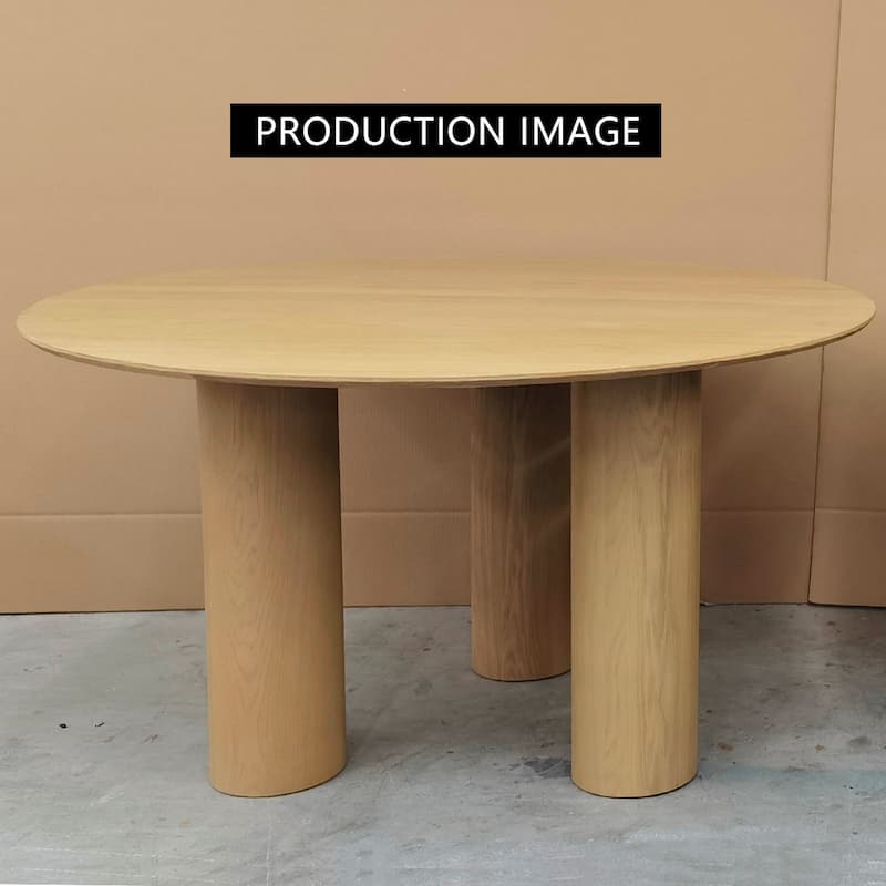 3 Legged 52" Solid Oak Round Dining Table