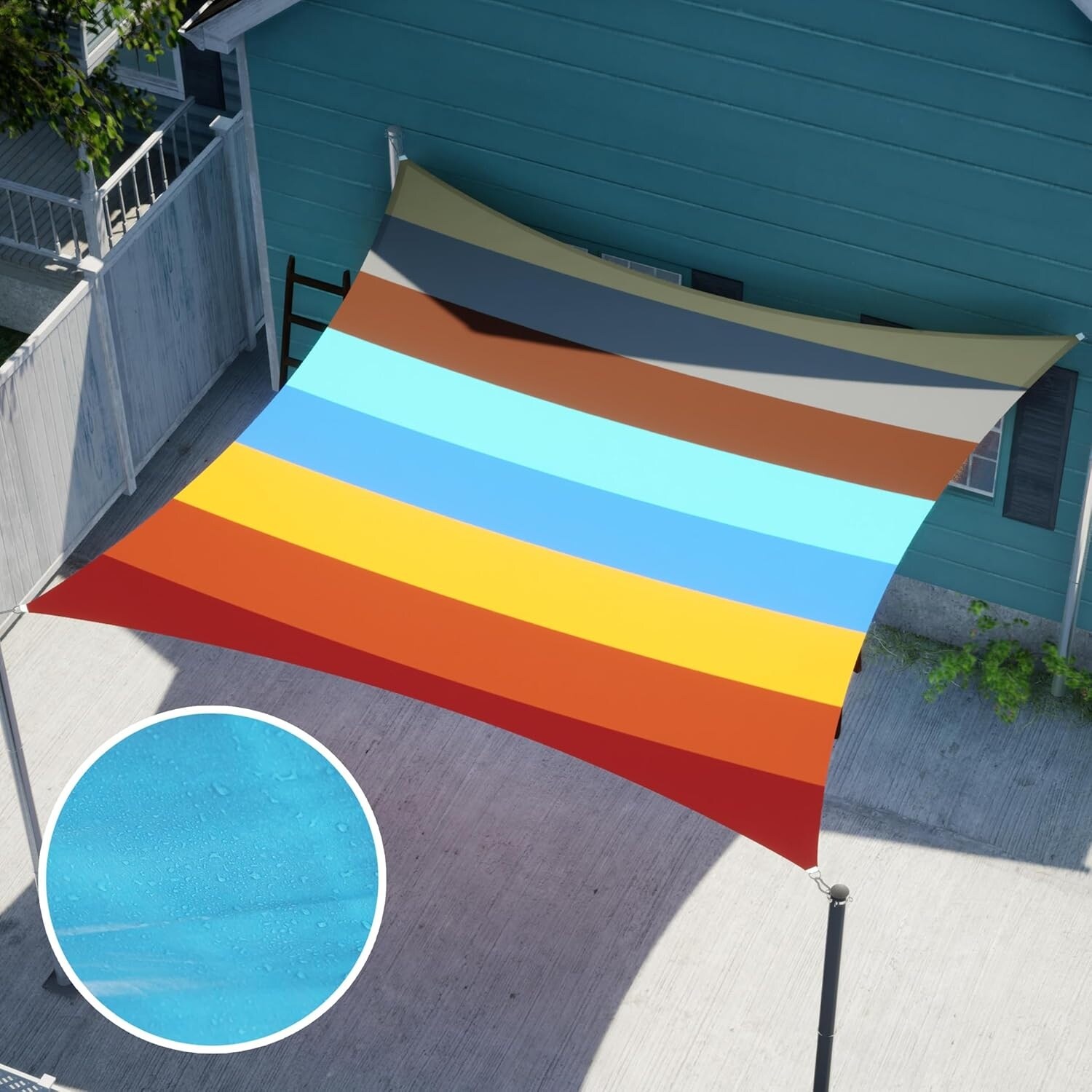 8' x 10' Custom Waterproof Sun Shade Sail with UPF50+ & 98% UV Block, Reduces Temperature by 15°F for Patio Garden