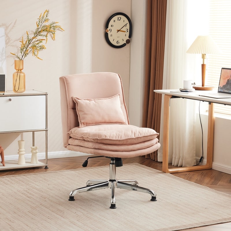 Upholstered Armless Polyester Fiber Task Office Chair